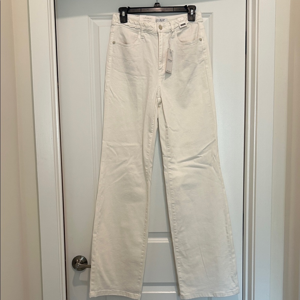 Judy Blue White Flare Jeans with braid detail